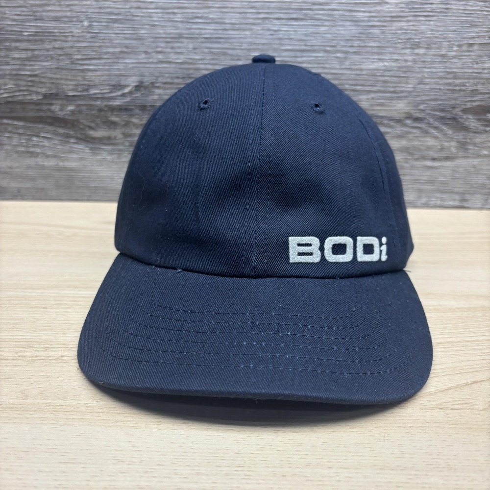 BODi Hat Cap Strap Back One Size Navy Blue Cotton Embroidered Logo Baseball Mens